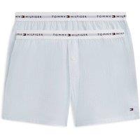 Tommy Hilfiger 2 Pack Pure Cotton Striped Woven Boxers Blue Mix