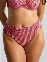 Gingham Textured Ruched Bikini Bottoms