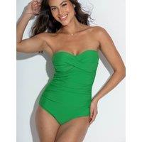 Pour Moi Santa Monica Tummy Control Bandeau Swimsuit Medium Green