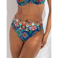 Pour Moi Venice Beach Printed Roll Top Bikini Bottoms Navy Mix