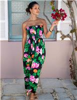 Emma Strapless Shirred Maxi Beach Dress