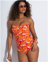 Pour Moi Santa Monica Strapless Tummy Control Swimsuit Orange Mix