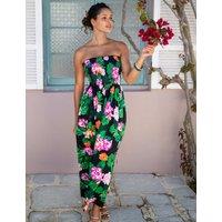 Pour Moi Emma Strapless Shirred Maxi Beach Dress Green Mix