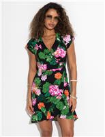 Penny Floral Frill Mini Wrap Beach Dress