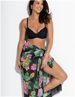 Chiffon Floral Tassel Beach Cover Up Sarong