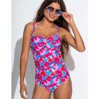 Pour Moi Petite Santa Monica Tummy Control Floral Swimsuit Blue Mix