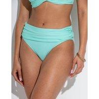Pour Moi Free Spirit Fold Over High-Leg Bikini Bottoms Aqua