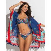 Pour Moi Venice Beach Printed High Leg Bikini Bottoms Navy Mix