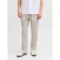 JACK & JONES Regular Fit Cotton Linen Blend Joggers Beige