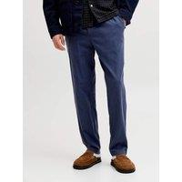 JACK & JONES Regular Fit Cotton Linen Blend Joggers Navy