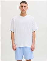 JACK & JONES Cotton Rich Striped Pyjama Set Blue Mix