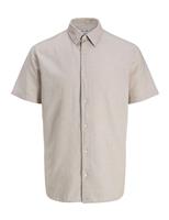 JACK & JONES Regular Fit Cotton Rich Short Sleeve Shirt Beige
