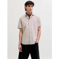 JACK & JONES Regular Fit Cotton Rich Short Sleeve Shirt Beige