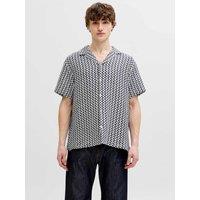 JACK & JONES Relaxed Fit Revere Collar Short Sleeve Shirt Navy