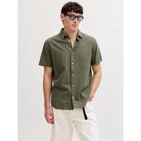 JACK & JONES Regular Fit Cotton Rich Short Sleeve Shirt Khaki