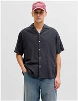JACK & JONES Relaxed Fit Revere Collar Short Sleeve Shirt White