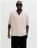 JACK & JONES Relaxed Fit Camp Collar Short Sleeve Shirt Cream Mix