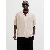 JACK & JONES Relaxed Fit Camp Collar Short Sleeve Shirt Cream Mix