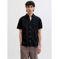 JACK & JONES Regular Fit Cotton Rich Short Sleeve Shirt Black