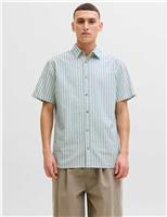 Regular Fit Striped Short Sleeve Oxford Shirt
