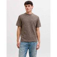 JACK & JONES Pure Cotton Textured Knitted Crew Neck Brown