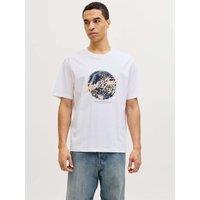 JACK & JONES Pure Cotton Tropical Graphic Print T-Shirt White Mix