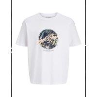 JACK & JONES Pure Cotton Tropical Graphic Print T-Shirt White Mix