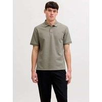 JACK & JONES Cotton Blend Textured Polo Shirt Khaki