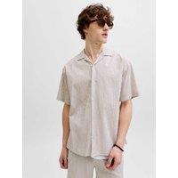 JACK & JONES Regular Fit Seersucker Short Sleeve Shirt Cream Mix