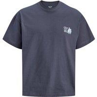JACK & JONES Pure Cotton Flower Graphic T-Shirt Blue Mix