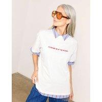 Never Fully Dressed Pure Cotton Rodeo Print T-Shirt White Mix