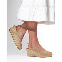 Jones Bootmaker Wide Fit Suede Wedge Closed Toe Espadrilles Sand