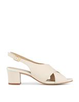 Jones Bootmaker Leather Block Heel Slingback Sandals Soft White