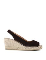 Jones Bootmaker Standard Fit Suede Wedge Open Toe Espadrilles Chocolate