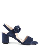 Jones Bootmaker Suede Buckle Ankle Strap Block Heel Sandals Red