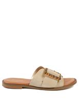 Jones Bootmaker Suede Buckle Flat Mules Beige