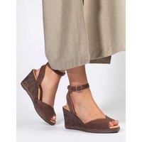 Jones Bootmaker Leather Wedge Espadrilles Chocolate