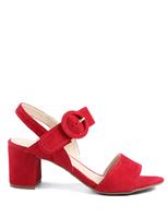 Suede Buckle Ankle Strap Block Heel Sandals