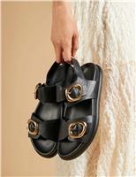 Leather Buckle Ankle Strap Platform Sandals