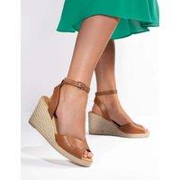 Jones Bootmaker Leather Wedge Espadrilles Tan