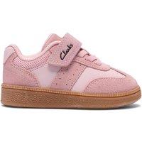 Clarks Kids' Suede Riptape Trainers (4 Small-6 Small) Light Pink