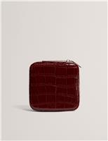 Croc Effect Zip Around Jewellery Case