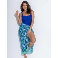Pour Moi Fringe Trim Crinkle Woven Multiway Sarong Aqua Mix