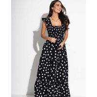 Pour Moi Lucy Pure Cotton Polka Dot Maxi Dress White/Black