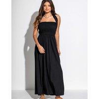 Pour Moi Zoey Multiway Shirred Maxi Beach Dress Black