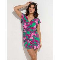 Pour Moi Amelia Jersey Floral Short Sleeve Playsuit Green Mix
