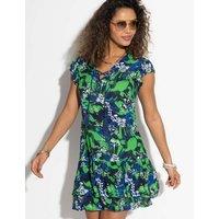 Pour Moi Gracie Crinkle Frill Swing Beach Dress Navy Mix