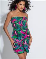 Pour Moi Lottie Strapless Shirred Beach Playsuit Multi