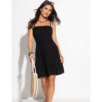 Pour Moi Mia Frill Detail Shirred Beach Dress Black