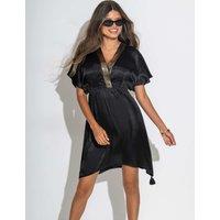 Pour Moi Sequin Placket Kaftan Black
